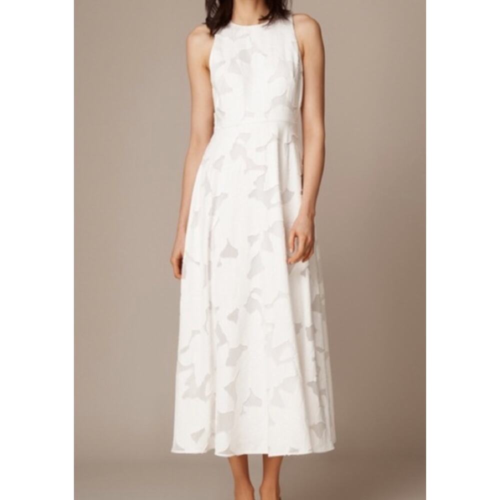 LK Bennett Women's Carrie Jacquard White Floral Sleeveless Dress Size 4 Lace